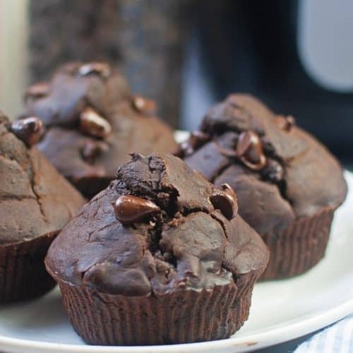 Air fryer chocolate zucchini muffins