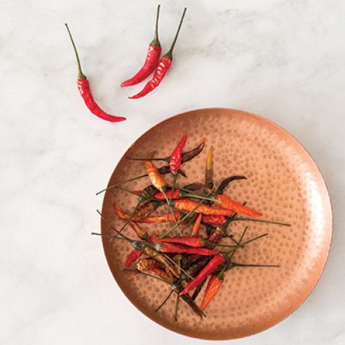 Pan-roasted Serrano Peppers with Creamy Fire-Hydrant Sauce