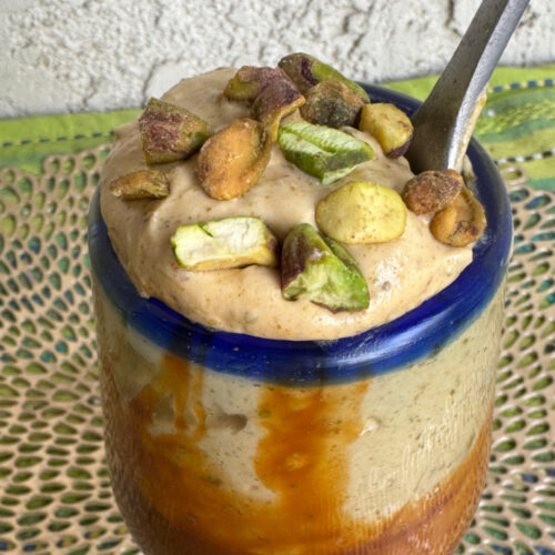 Pistacho mousse with cajeta