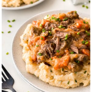 Fall Apple Cider Stew over Mashed Potatoes