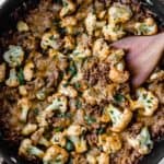 Cheesy Barbecue Ground Beef and Cauliflower Skillet