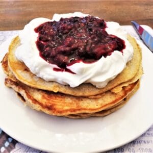 Banana Pancakes with Yoghurt and Berry Compote