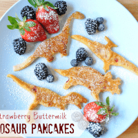 Strawberry Buttermilk Dinosaur Pancakes