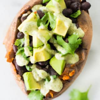 Chipotle Black Bean Stuffed Baked Sweet Potato